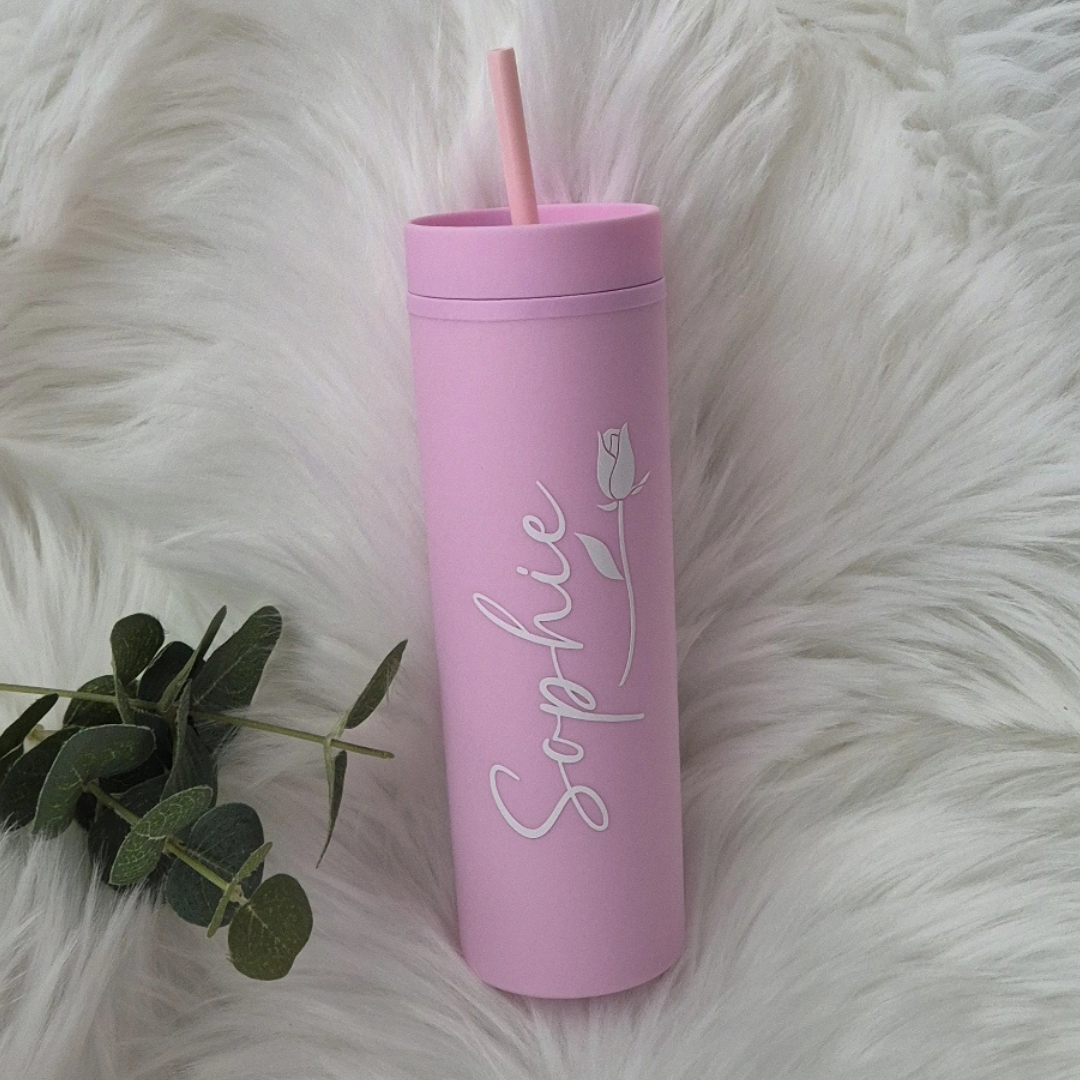 Personalised Rose Skinny Tumbler