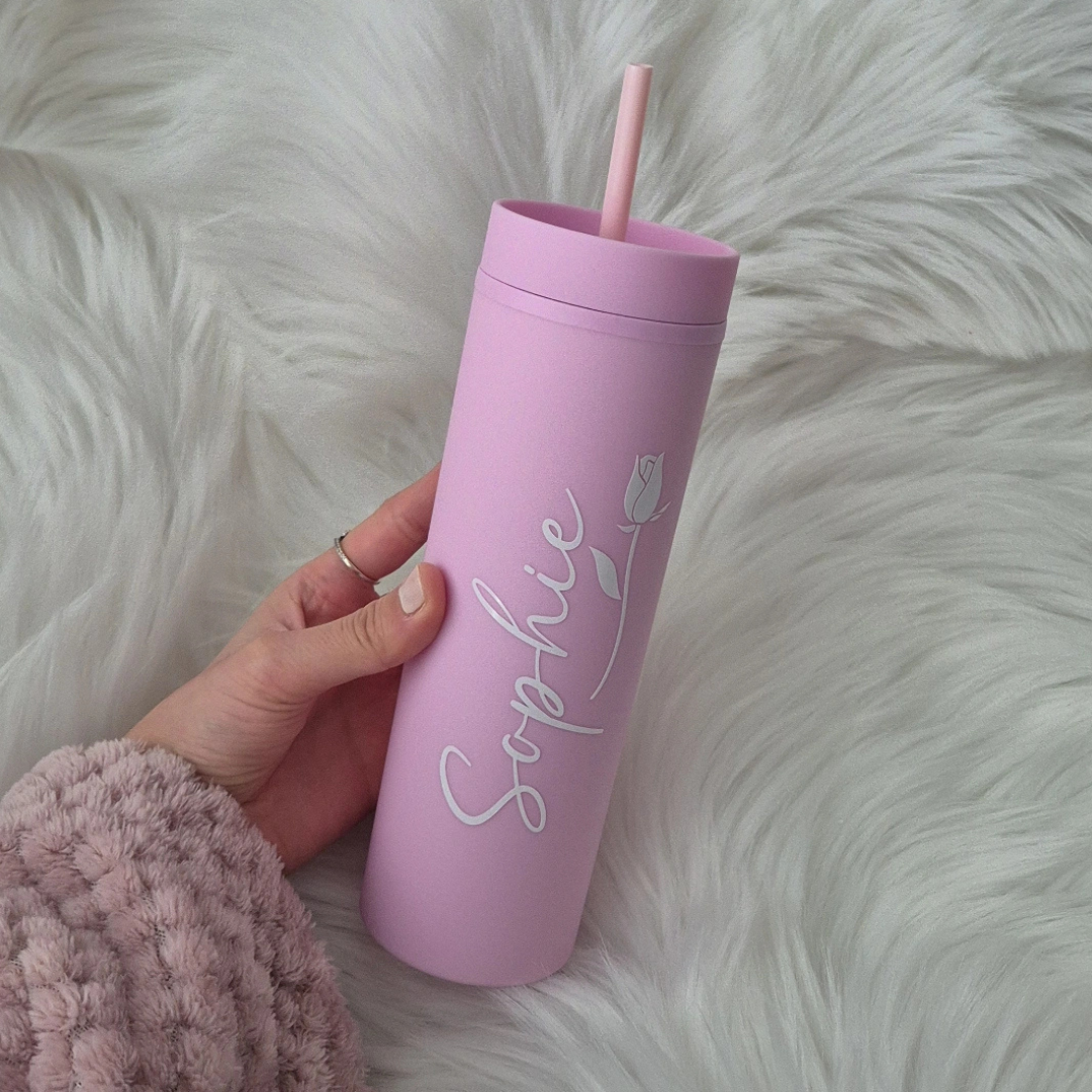 Personalised Rose Skinny Tumbler