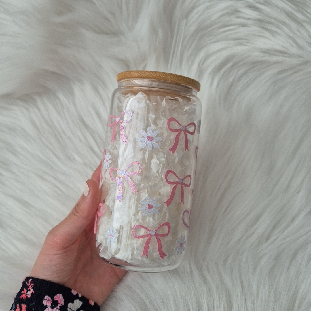 Coquette Bow Glass Can