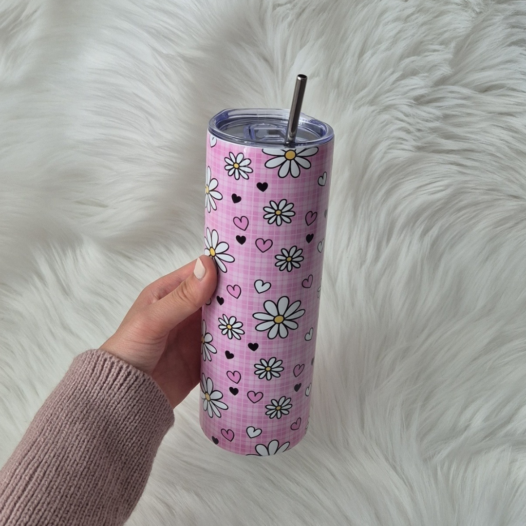 Daisies Stainless Steel 20oz Tumbler - Cute Personalised Gift - Pretty Twinkles 